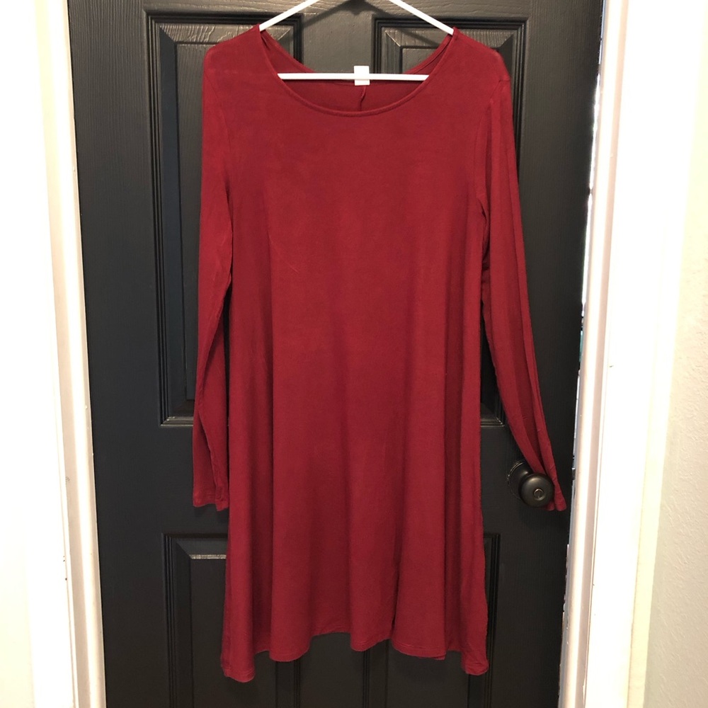 Old Navy long sleeve maroon swing dress